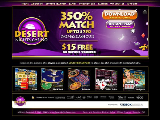 Desert Nights Casino website screenshot